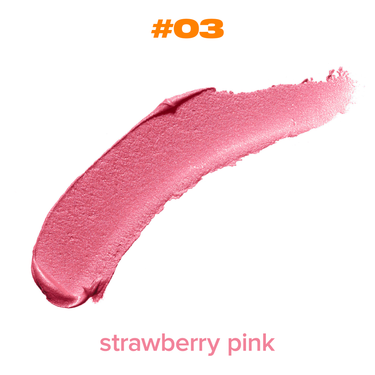 Image of Cream Blusher #03 swatch by Beauty For Certain. #03 is a strawberry pink.