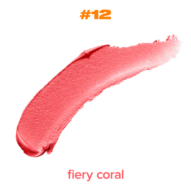 Image of Cream Blusher #12 swatch by Beauty For Certain. #12 is a fiery coral.
