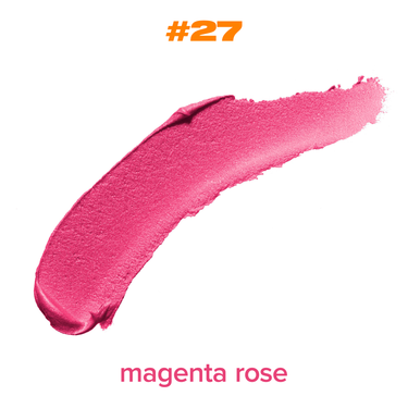 Image of Cream Blusher #27 swatch by Beauty For Certain. #27 is a magenta rose.