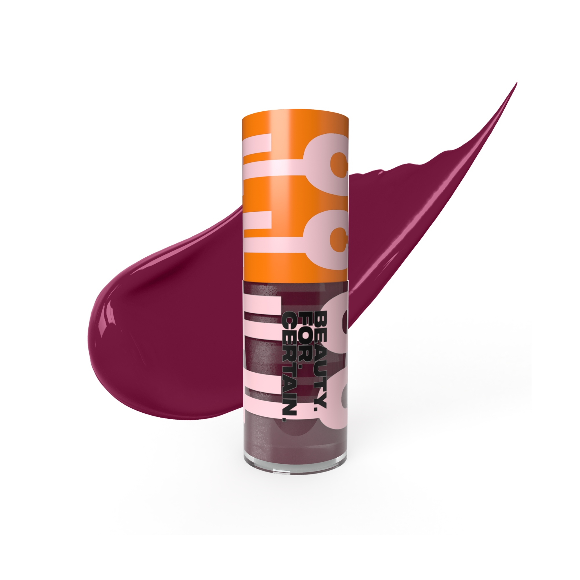 Component with swatch for Beauty. For. Certain. Matte Liquid Lipstick #67 Deep Plum.